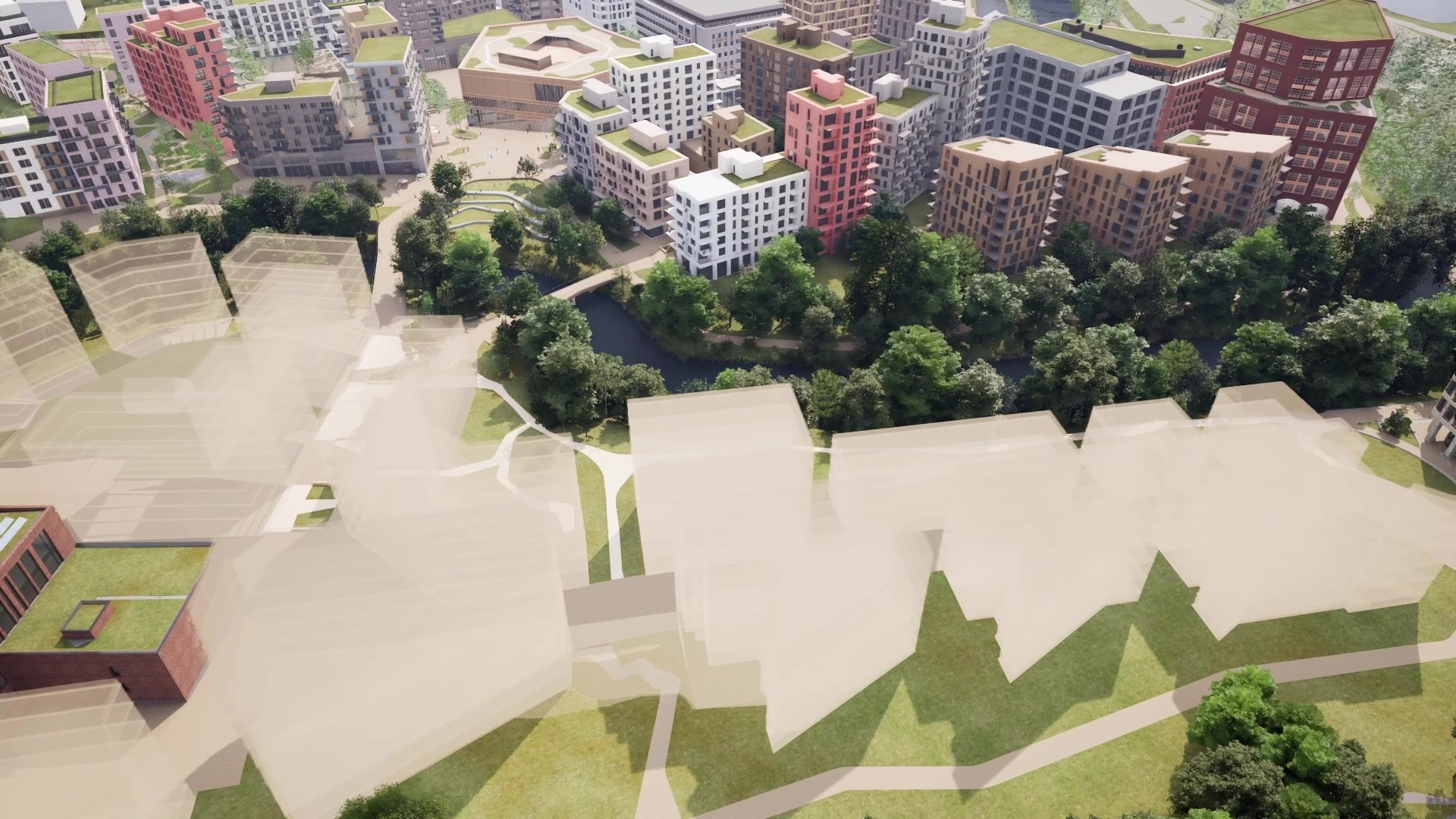 Mixed-development masterplan: massing and phasing
