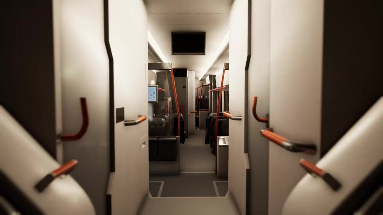 VR training: scanned train carriage aisle